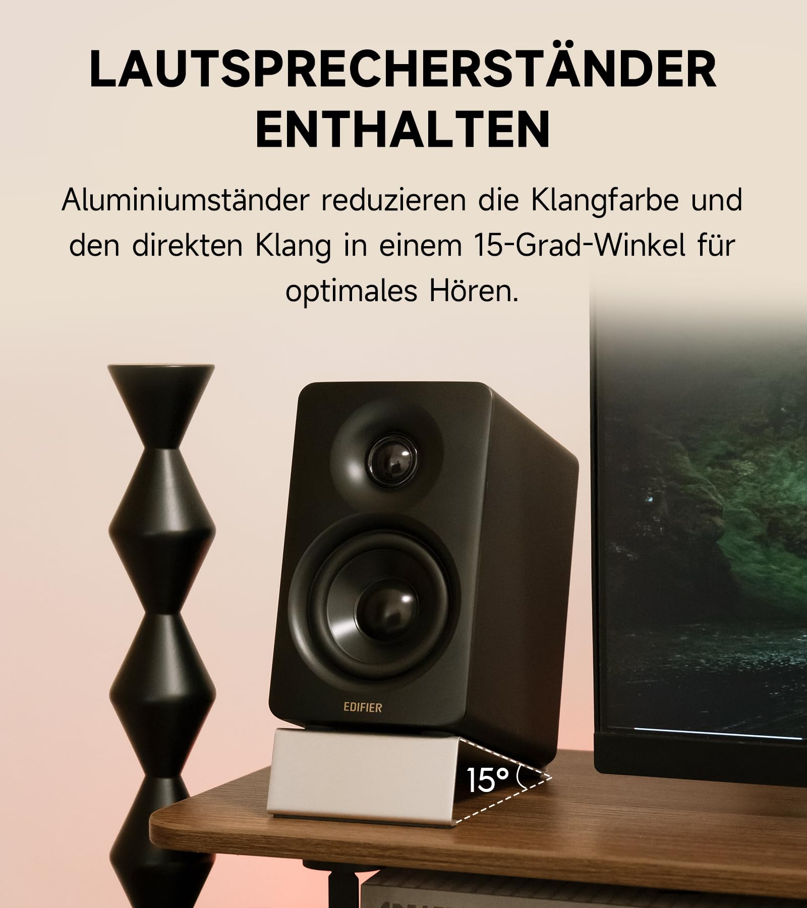 Edifier M60 Multimedia-Lautsprecher Bluetooth 5.3, 66W RMS, Hi-Res Audio & Hi-Res Wireless Audio, LDAC, 3" Mittelbass & 1" Hochtöner, USB-C & Aux-Eingänge, Kompakter Desktop Lautsprecher - Schwarz