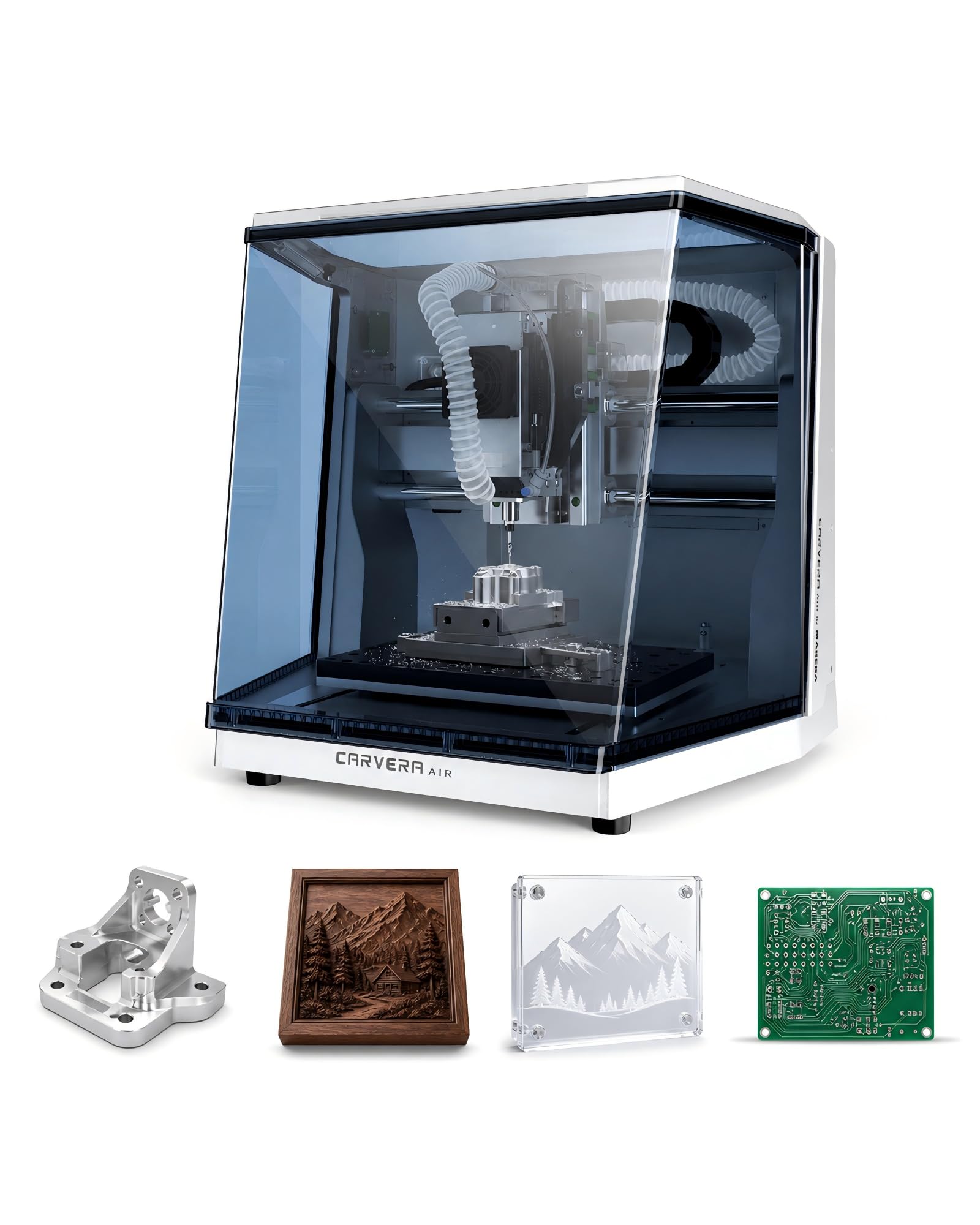 MAKERA CNC-Fräsmaschine, Carvera Air Präzisions-Mini-CNC-Fräse für Aluminium, Holz, PCB & Kunststoff, Schnellwechsel-System, Automatische Nivellierung&Probing, Smartes Prototyping für Werkstatt & Lab