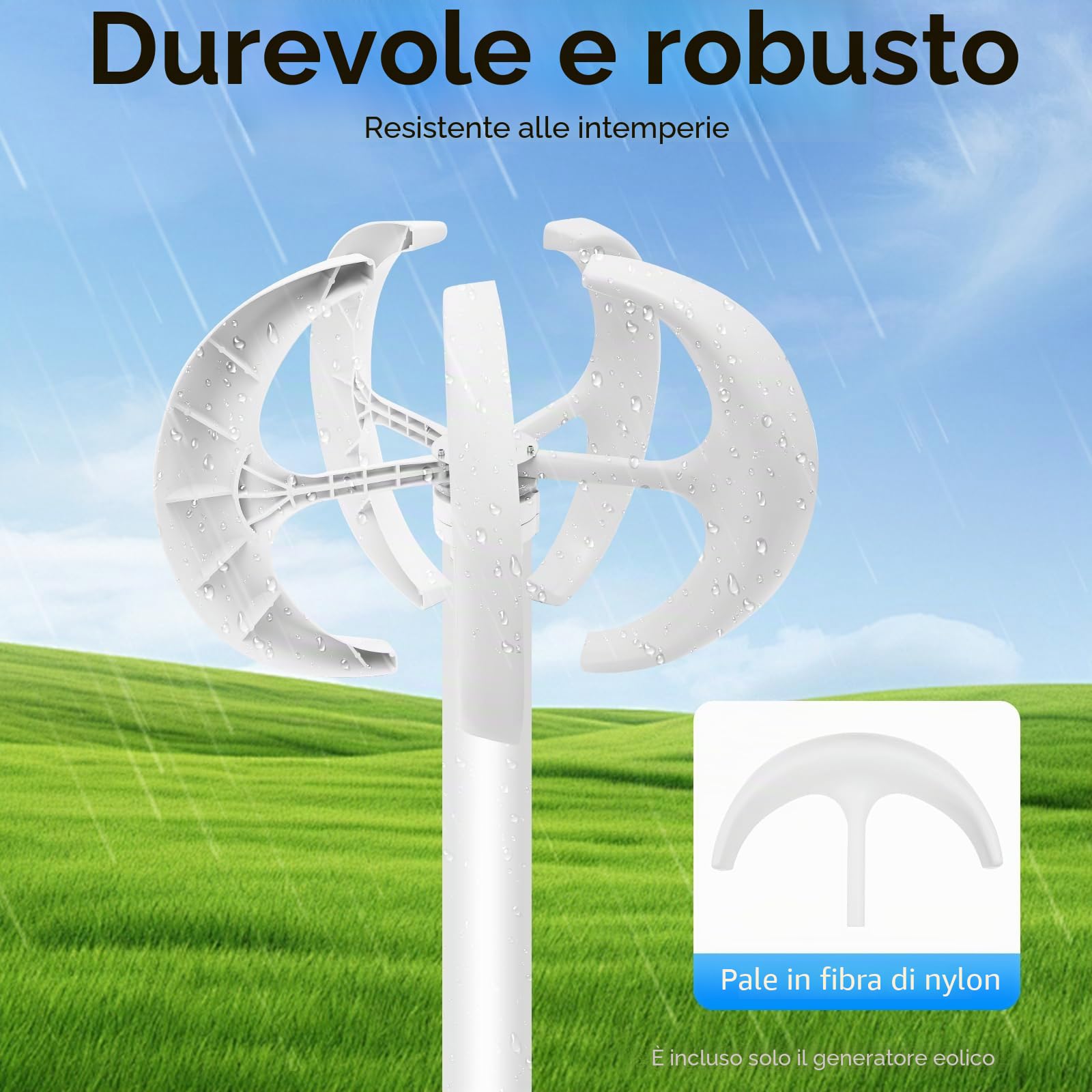 Turbina eolica verticale da 600W, 24V a 5 pale a forma di lanterna IP67 generatore eolico per uso domestico casa barca strada solare turbina eolica con regolazione automatica