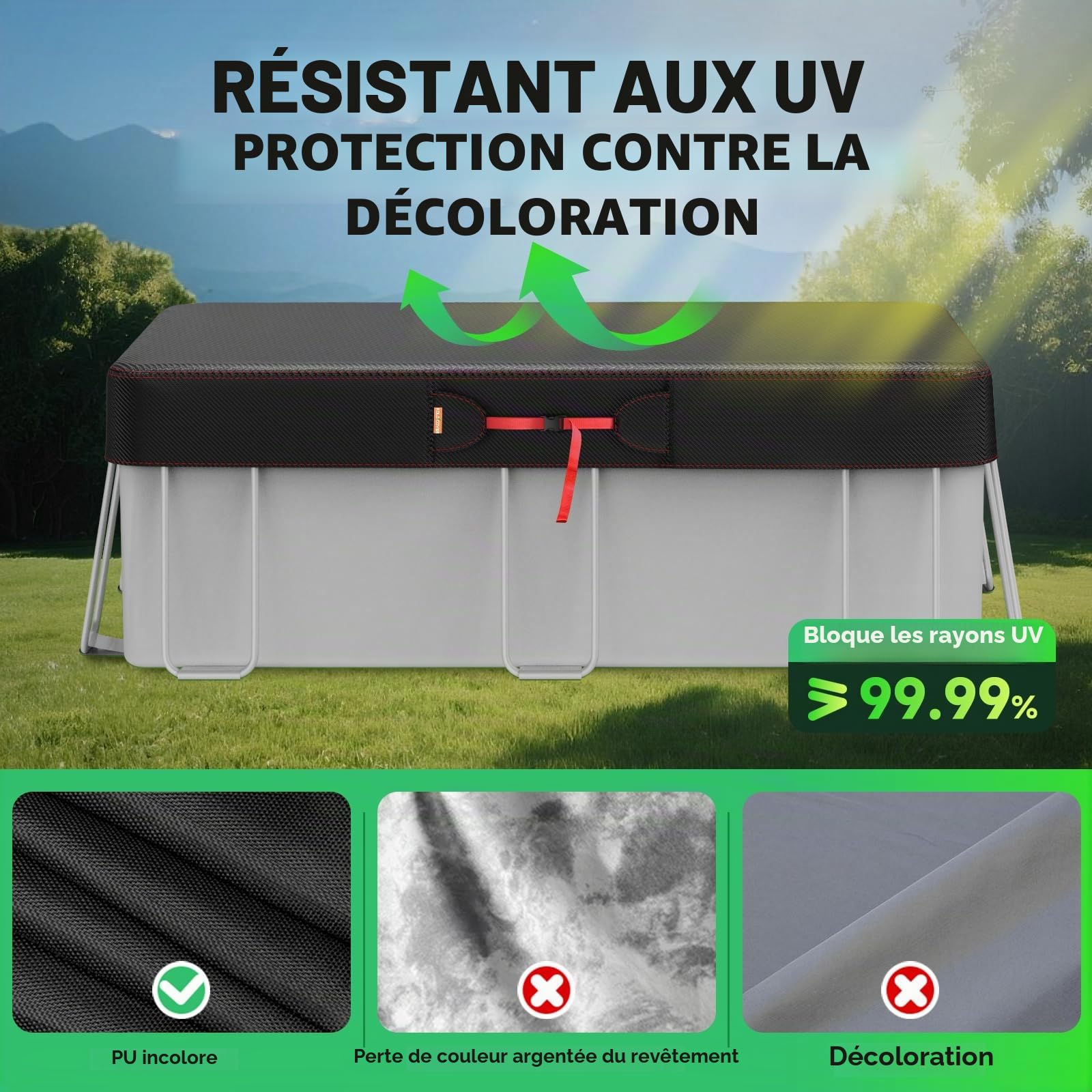 Bâche rectangulaire pour Piscine Hors-Sol, bâche Solaire pour piscines Hors-Sol avec Accessoires, bâche d'hiver idéale pour l'eau et la poussière - 2,7 x 5,5 m
