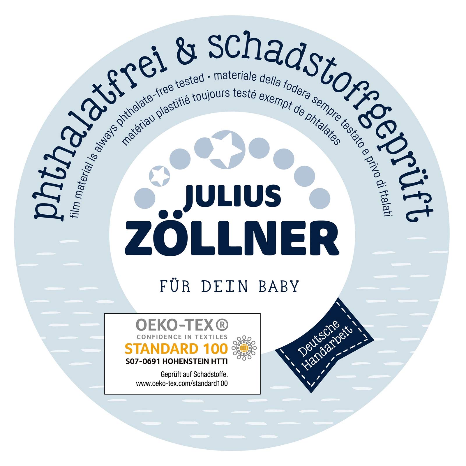 Julius Zöllner Materassino fasciatoio, 2 pezzi, 50 x 65 cm, Standard 100 by Oeko-Tex, stelle grigie