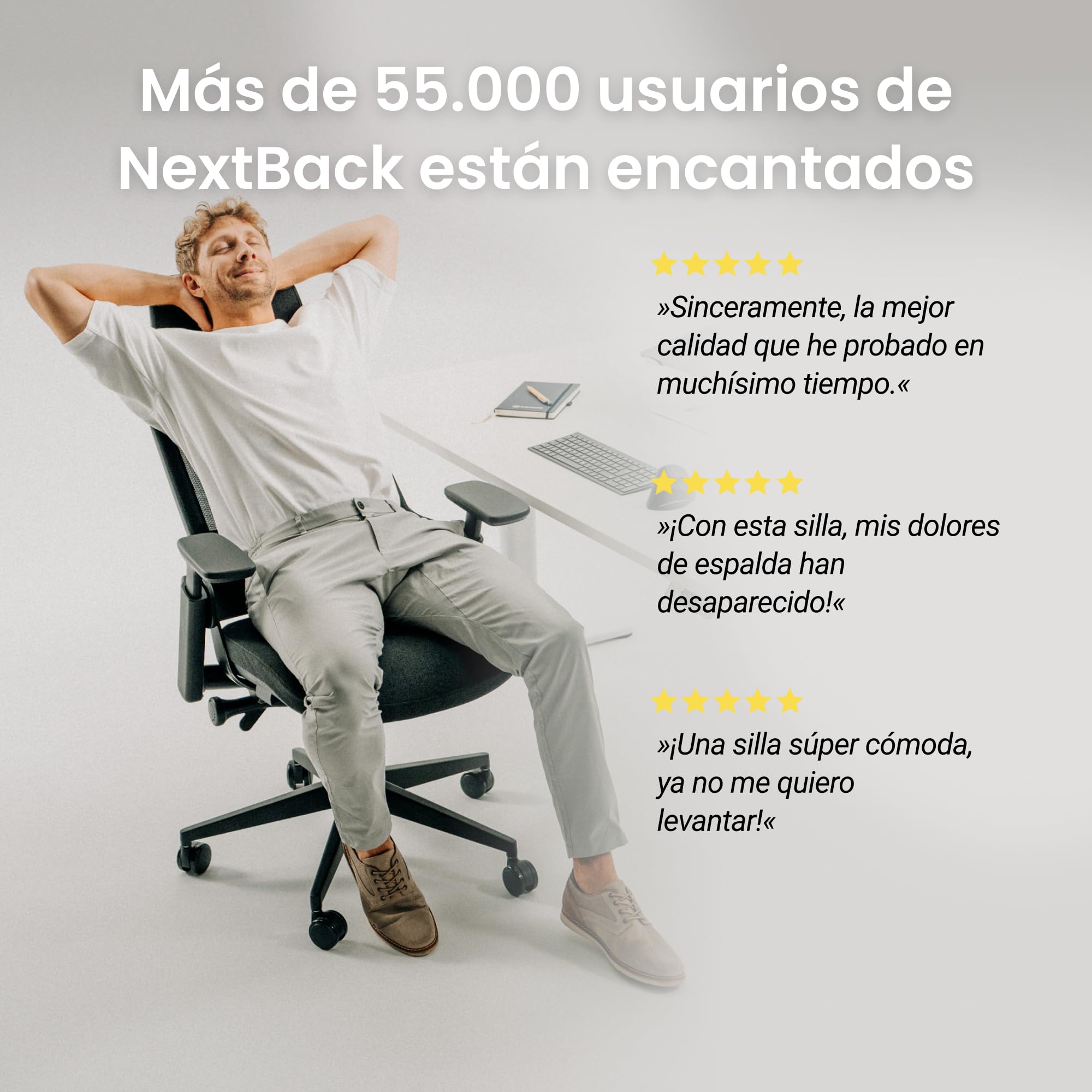 Ergotopia NextBack Pro Silla de oficina ergonómica 150 kg – Silla de escritorio ergonómica, silla de oficina ergonómica ganadora de la prueba, 100% ajustable individualmente, silla de gaming, silla de
