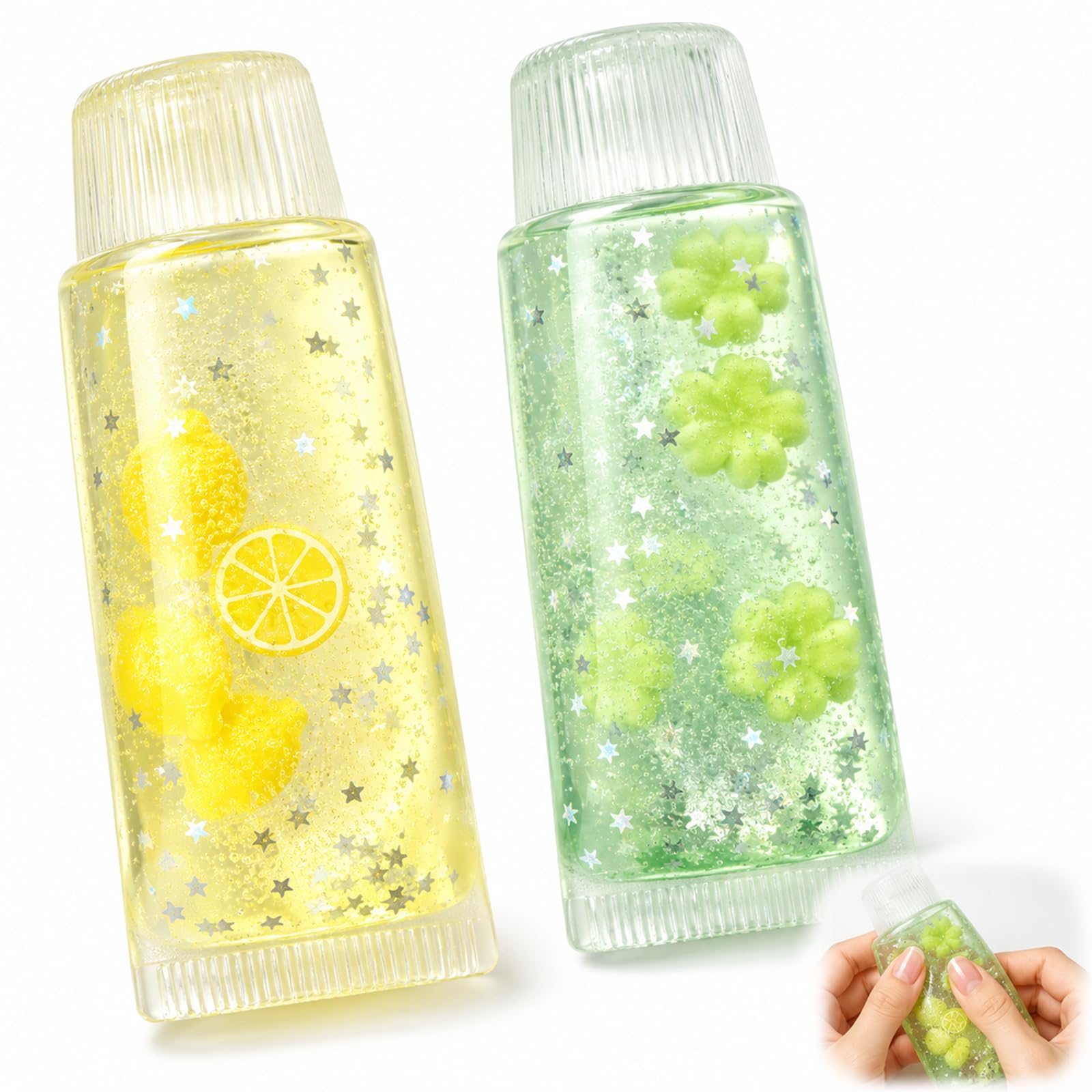 2 PCS Toothpaste Squishy, Unique - Designed in Green Flower & Yellow Lemon, Ideal for Home Decor Lovers, Office Desk Beautifiers, Squishy Enthusiasts