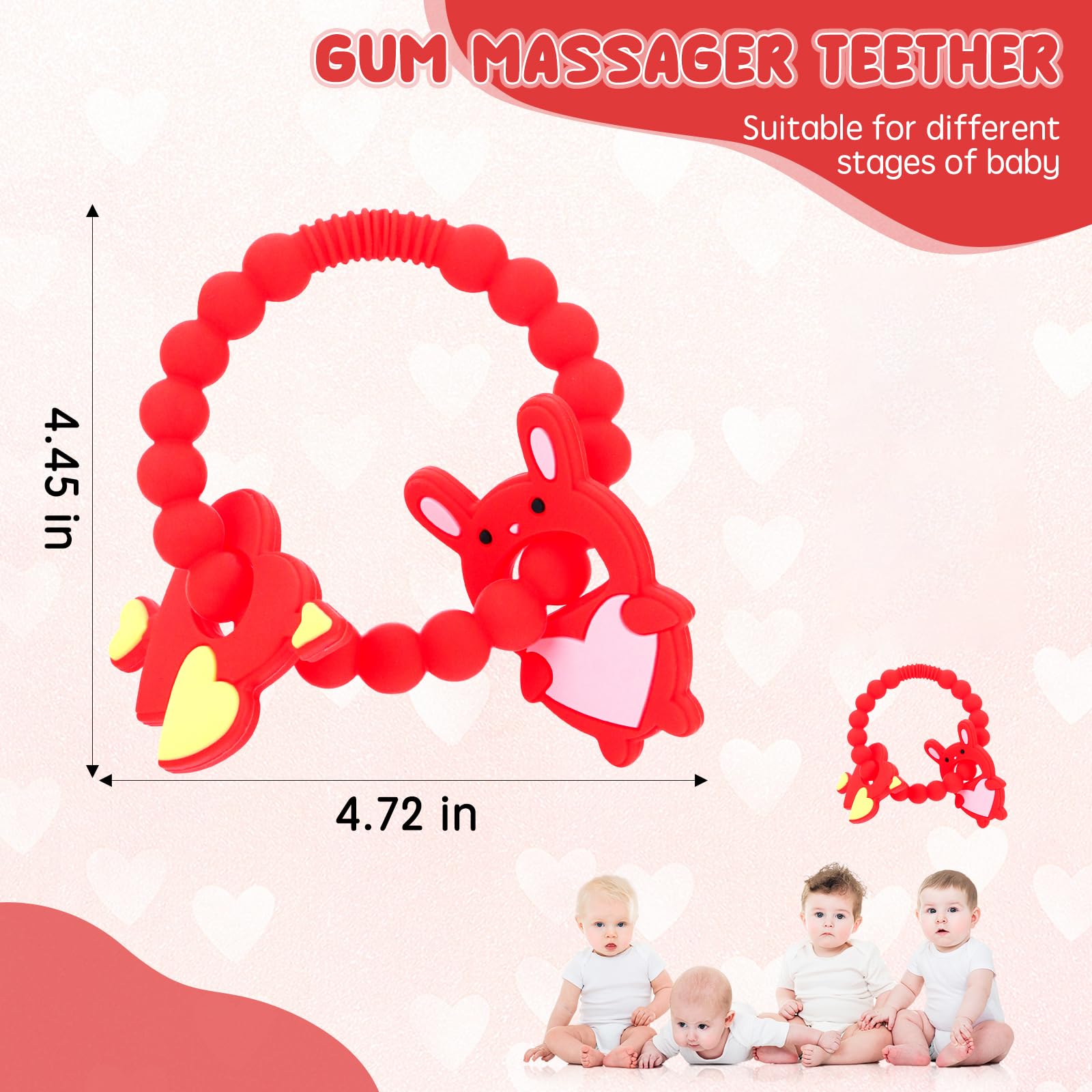 Valentine Baby Teething Toys, Silicone Teethers for 0-6 Months - Image 2
