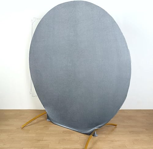 Miniatura 2 de Efavormart - Funda para telón de fondo redondo de terciopelo suave metálico de 7.5 pies, cubierta de arco de boda, 2 lados