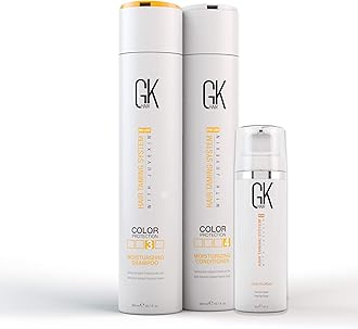 GK HAIR Global Keratin Moisturising Shampoo and Conditioner Set 300ml Travel Bundle Combo For Colour Treated All Hair Types 130ml Leave-in Conditioner Cream