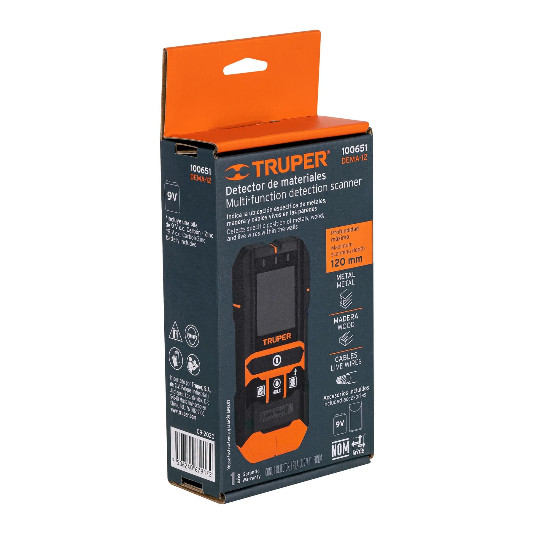 Truper DEMA-12, Detector de materiales detrás de muros profundidad máxima 12 cm