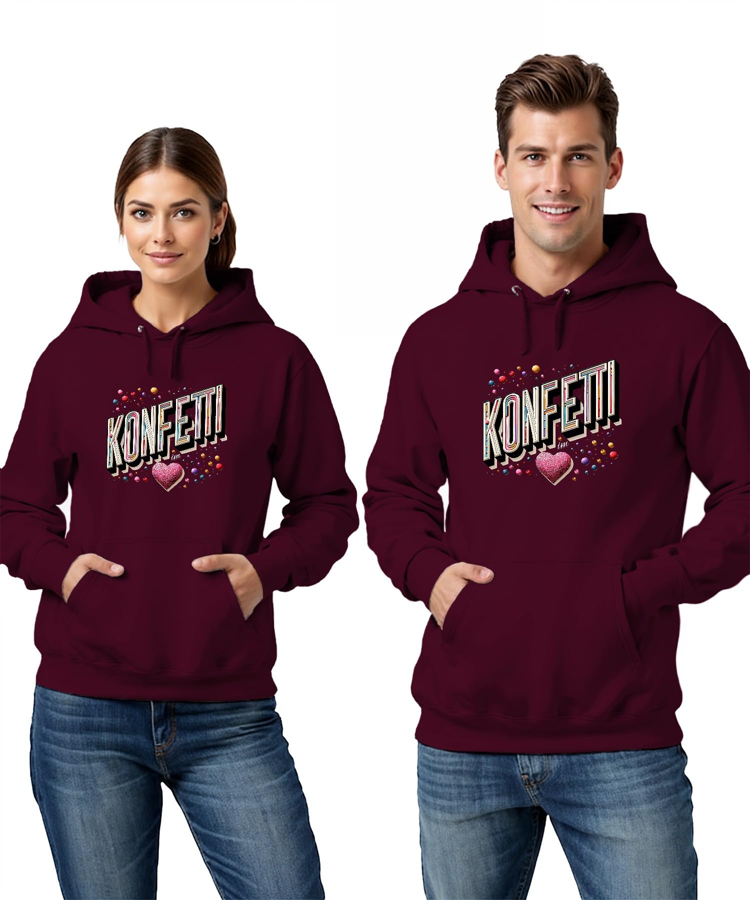 Konfetti kolorowe bombki w kształcie serca, impreza, karnawał, karnawał, Kolonia, unisex, bluza z kapturem