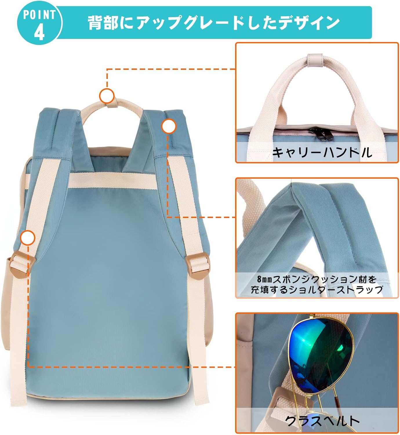 [lovvento] リュック バックパック レディース 可愛い マカロン色 A4対応 15.6インチPC 収納 大容量 軽量 通学 通勤 バッグ 防水 おしゃれ アウトドア 出張 旅行 16L イヤホンホール付き