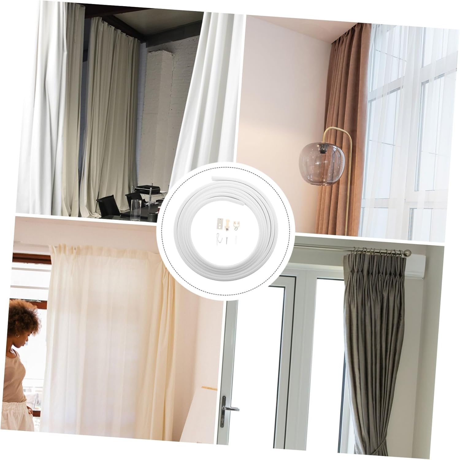 Ciieeo Flexible Ceiling Curtain Track Adjustable and Bendable Curtain Rail for Bay Windows Easy to Install 1 Set