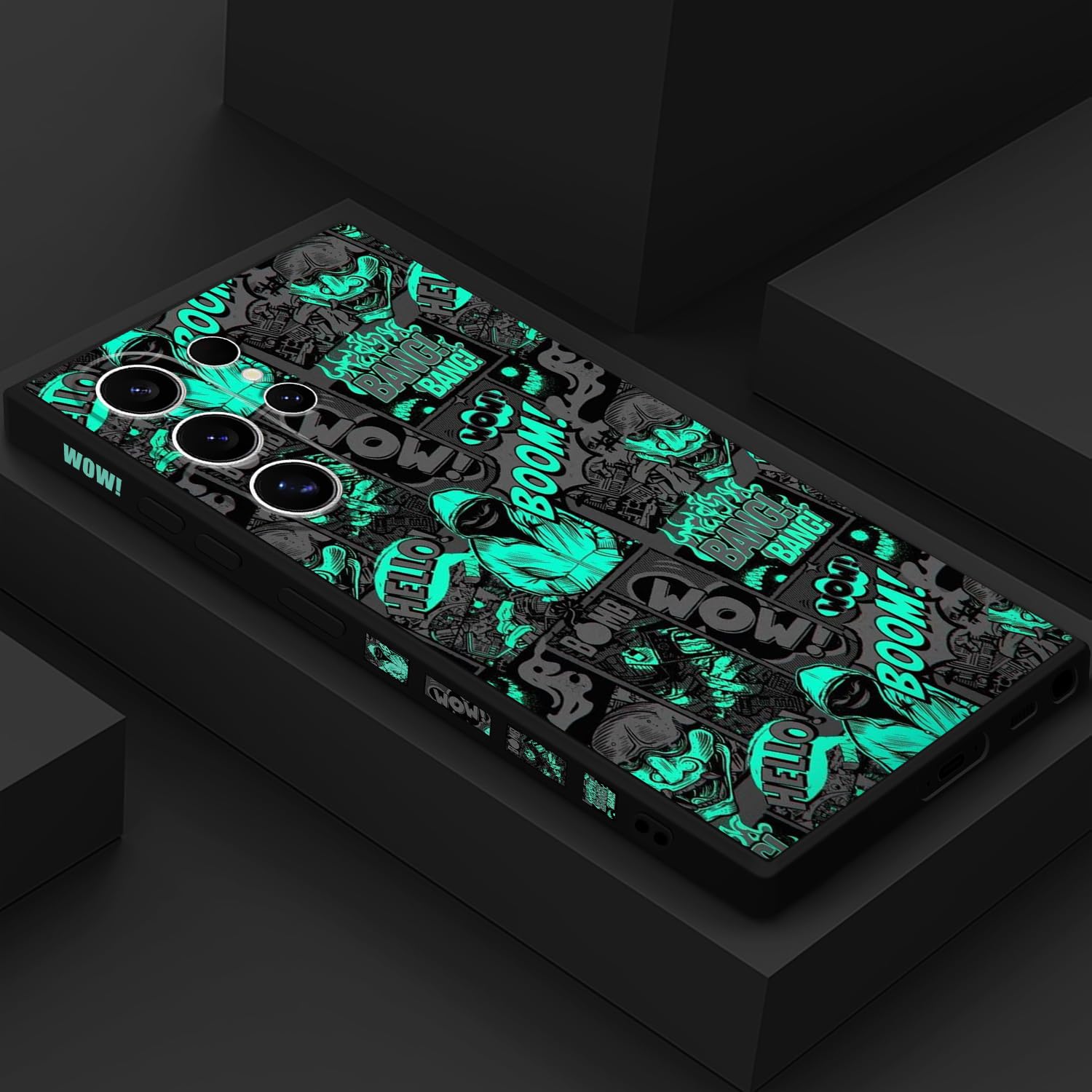 Gencyfu for Samsung Galaxy S24 Ultra Case, Pattern Slim Liquid Silicone Anti Slip for Galaxy S24 Ultra Phone Case 6.8 inch, Handsome Black