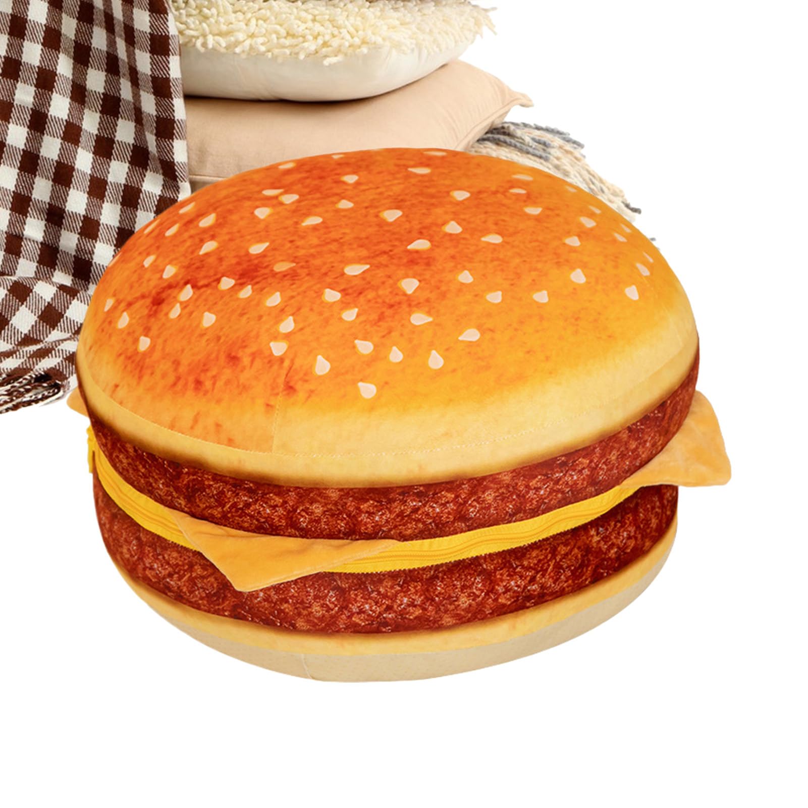 Peluche en Forme de Hamburger Coussin Bourré 40x40 cm pour Chambre Enfant