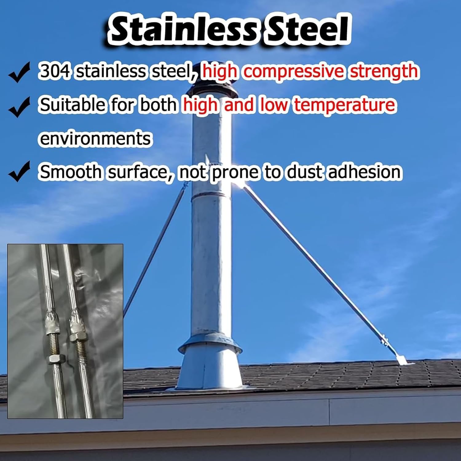 Weatherproof Chimney Pipe Brace Holder, Durable Stove Pipe Support for Enhanced Stability, Includes Installation Screws, Fits 900mm (35.4in) Diameter, Heavy-Duty Design