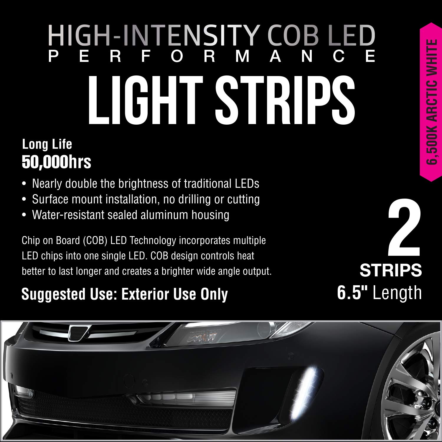 Amazon.com: Pilot CZ-3262WE 12V COB Interior/Exterior Light Strips Arctic  White - 6.5 inch / 2 Strips - Super Bright with Power-saving Technology 3M  Tape Included : Automotive