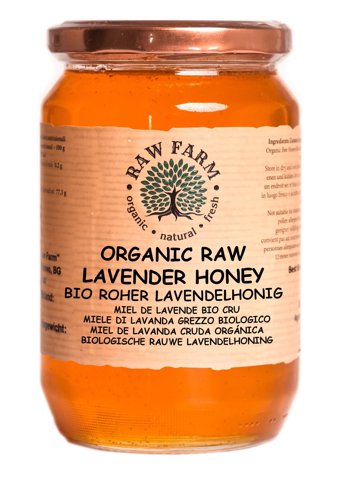 900 g Organic Raw Lavender Honey – Single Sourced, Pure and Natural, Directly from the RAW FARM Beekeepers (900, Lavender Honey)