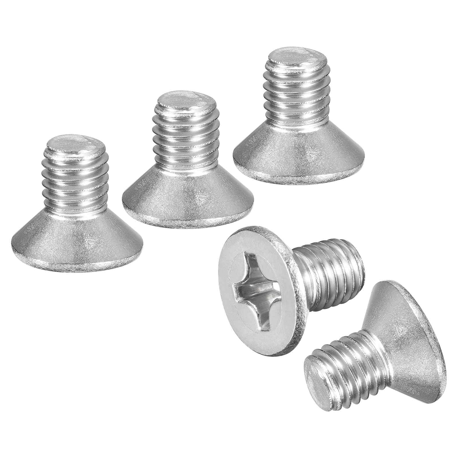 DTGN M8-1.25x12 Flat Head Countersunk Machine Screws - 10pcs - Good for Furniture and Machinery - 304 Stainless Steel Phillips Machine Screws Bolts - Silver