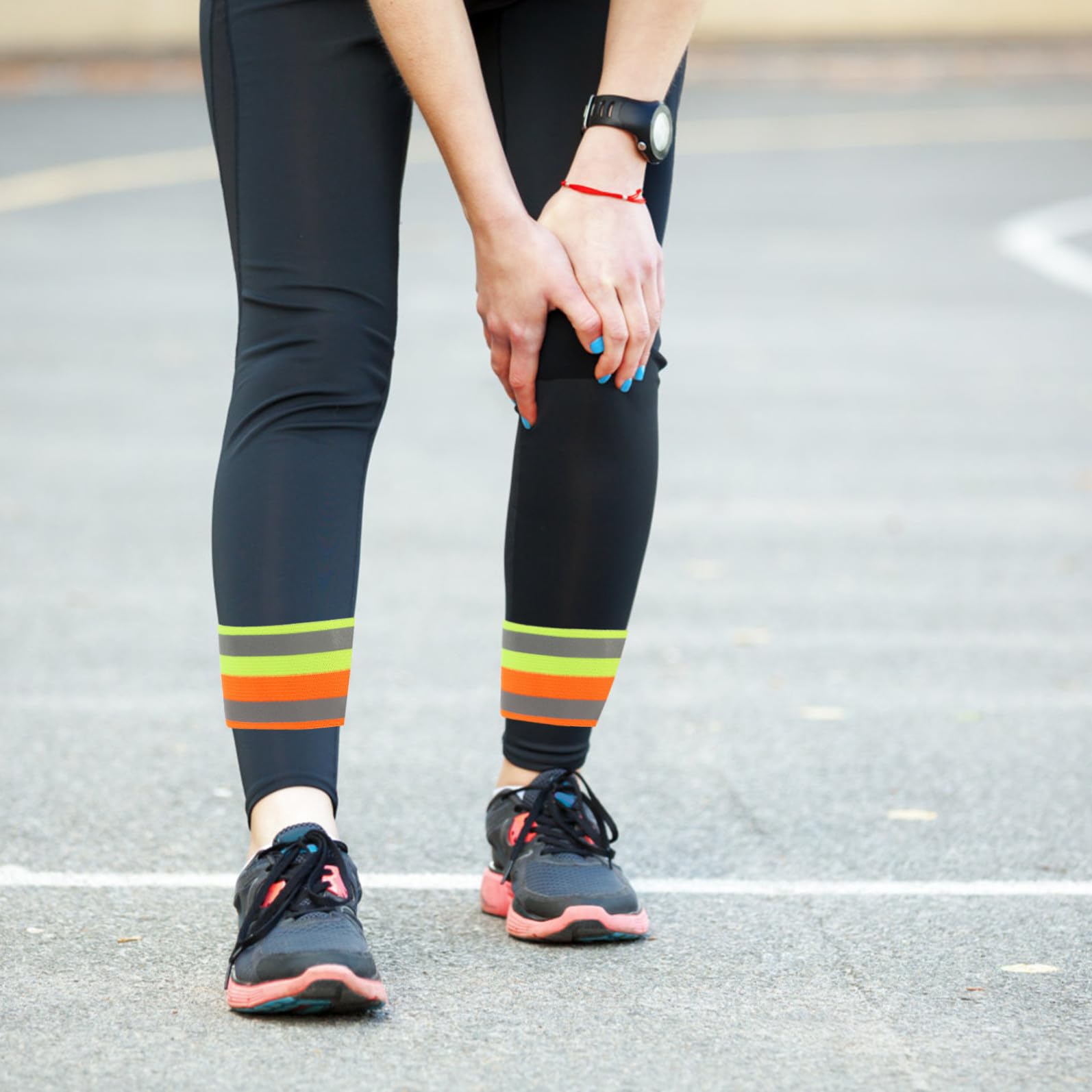 YARNOW 4 Pezzi Leggings da Corsa Notturni Cinturini alla Caviglia Bracciali di Sicurezza Cintura Riflettente Fasce per Gambe da Corsa Utili Forniture per Esterni Cinghie Riflettenti per