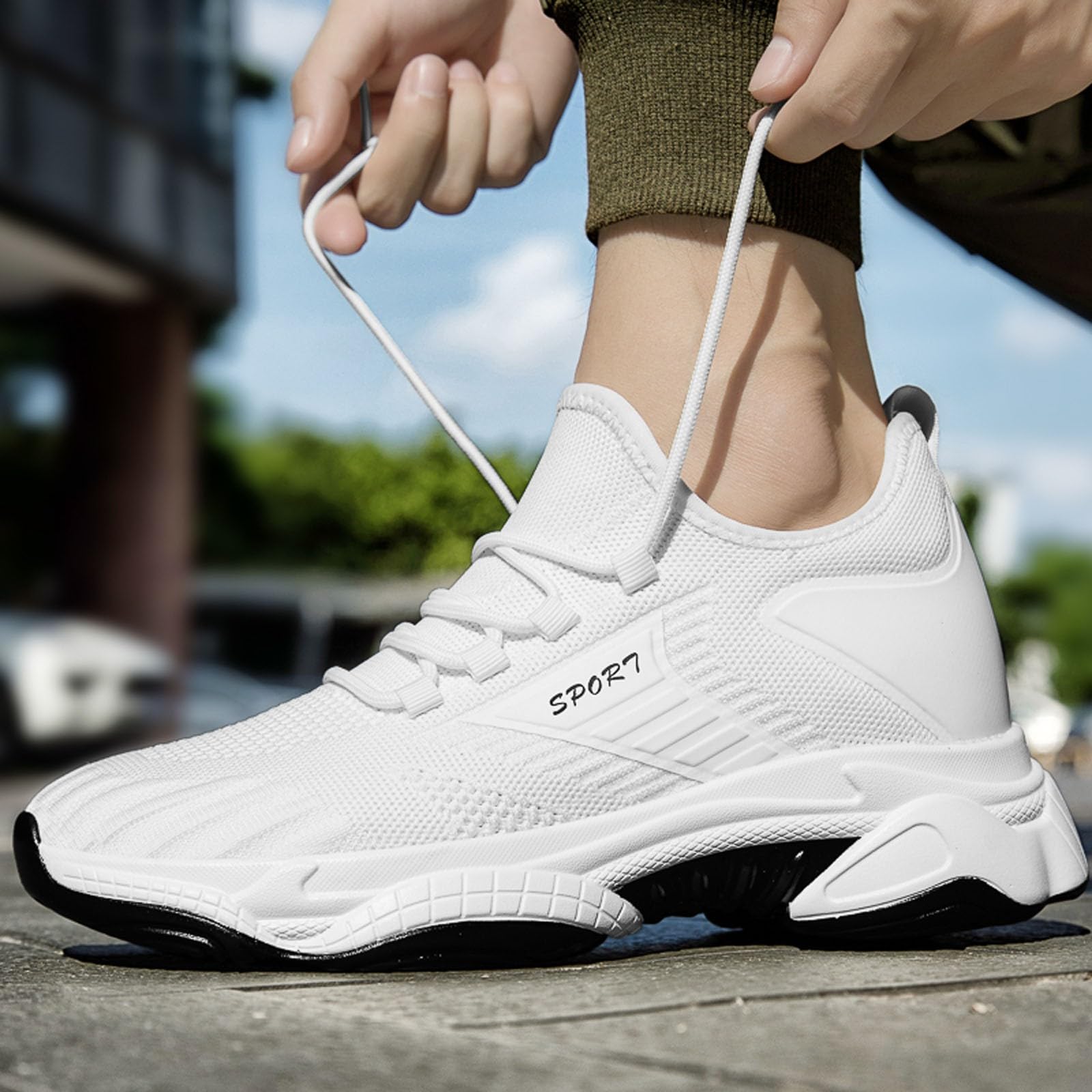 Scarpe da uomo con tacco invisibile 6 cm/8 cm/10 cm Taller Sneakers Mesh Punta Rotonda Scarpe Leggero Basquette Confortevoli Ascensore Passeggiata Fitness Escursionismo