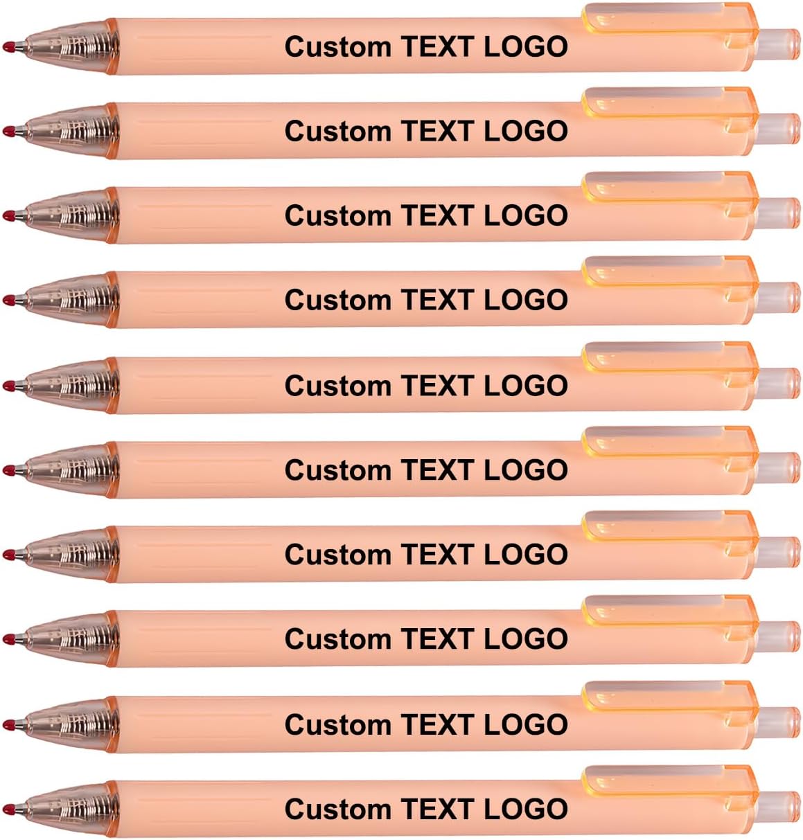 Custom Pens with Name LOGO Plastic Personalized Retractable Rollerball Gel Ink Pen Bulk 100 200 500 Pcs Optional (Orange)