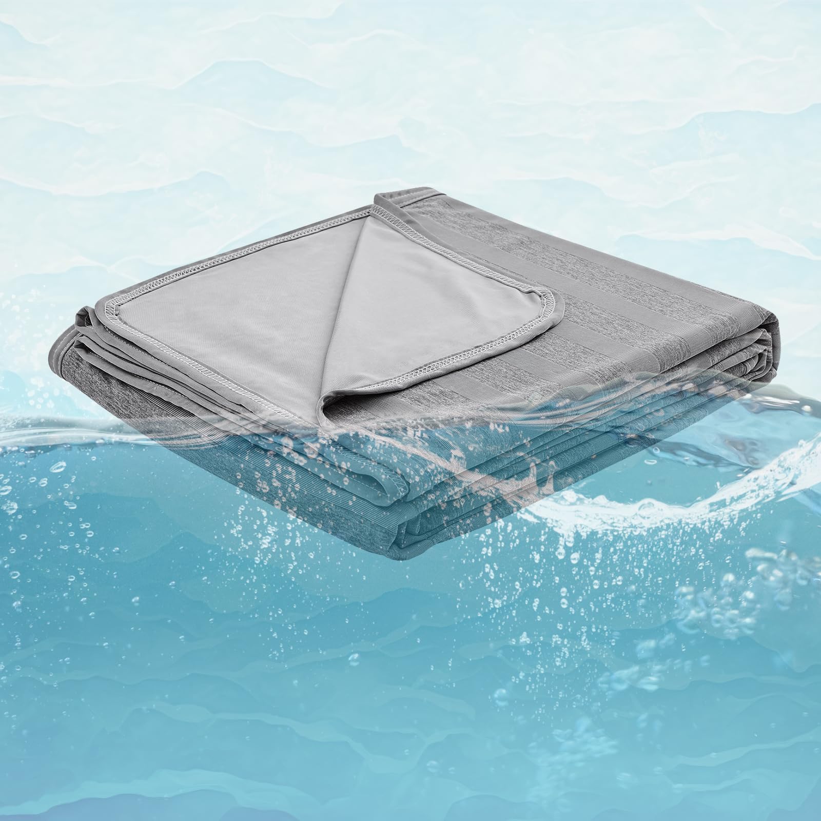 EMME Kühldecke Kühlende Decke, Arc-Chill Q-Max>0,5, 228 x228 cm, 2 in 1 Doppelseitige Dünne Sommerdecke, Leicht Atmungsaktiv Tagesdecken, Sofa Decken,Bettüberwurf Groß Kuscheldecke,Grau Gestreift