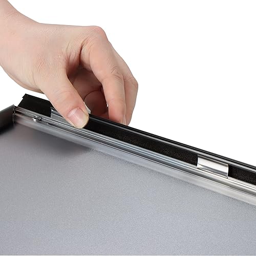 Miniatura 5 de Tamaño del marco de póster A2 (16.5 x 23.4), perfil de aluminio negro de 1 pulgada, marco a presión de carga frontal, montaje en pared, serie