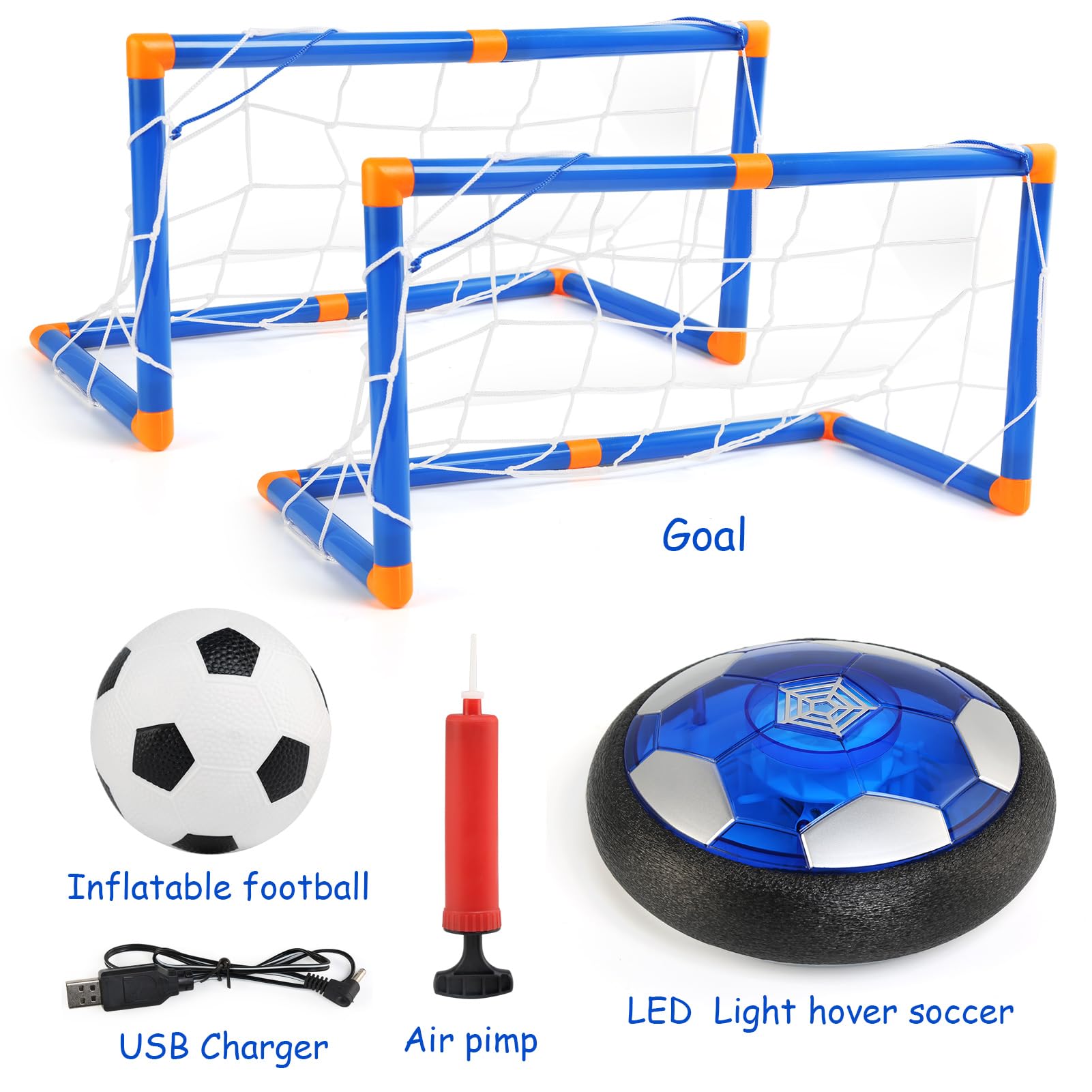 Balón Fútbol Flotant,Recargable Pelota Futbol Juguetes Niños 3 4 5 6 7 8 Años, Air Power Soccer con Protectores de Espuma Suave y Luces LED Futbol Juguete para Regalos Cumpleaños Navidad