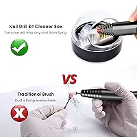 Vista 3 de Brocas de uñas Herramienta de limpieza de cutículas con funda limpiadora de cubierta de cepillo, cepillo de alambre de acero 2 en 1 y cepillo