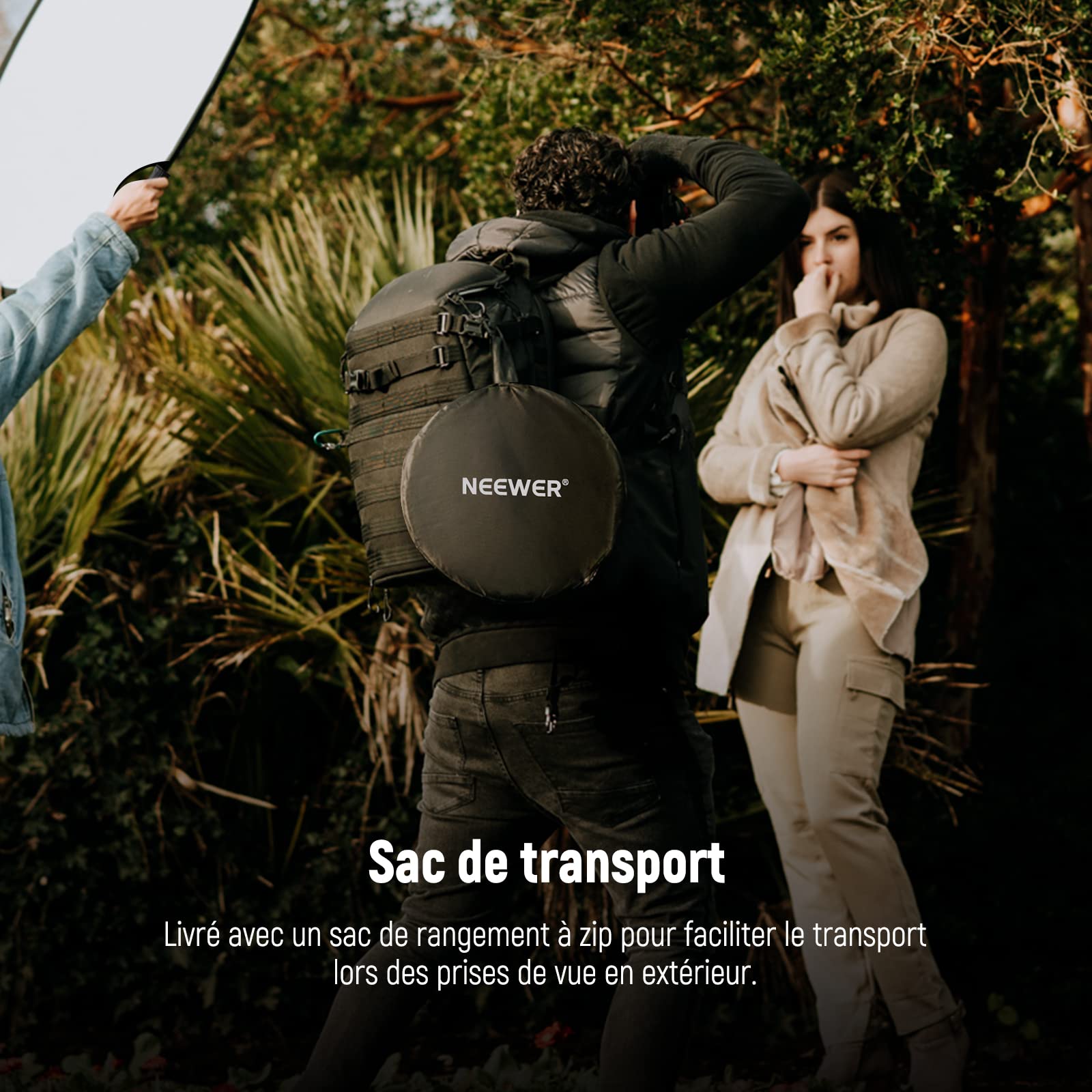 NEEWER Réflecteur de Lumière,Diffuseur de Lumière Multi-disques Pliable 5 en 1,Translucide/Argenté/Doré/Blanc/Noir,avec Poignées
