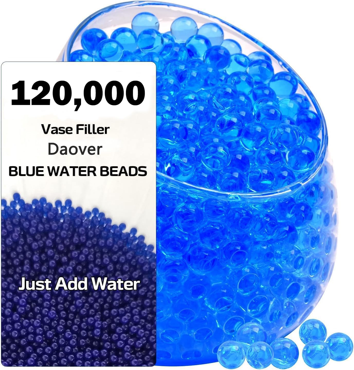 YIChongDan Pack of 120,000 Blue Water Beads, Decorative Water Beads for Plants in Vase, Gel Balls Blue for Floating Beads, Floating Candles, Wedding Centrepiece, Vase Filler, Christmas