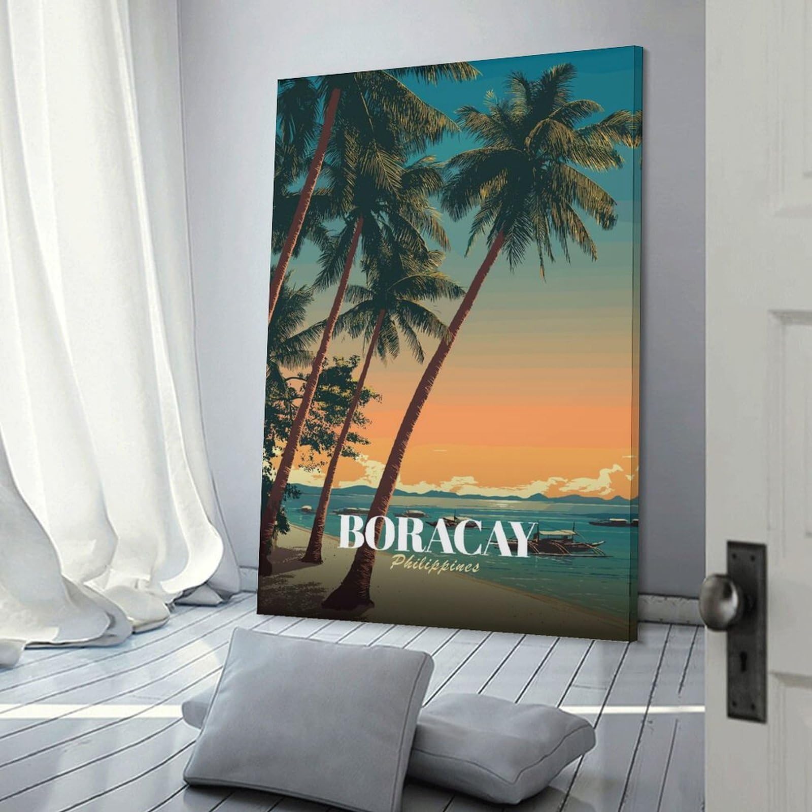 Junmoney Boracay Philippines Travel Room Decor Wall Art, 24x36inch(60x90cm), for Feature Walls in Flats Or Modern Rooms, Wall Decor Suited to Curated Displays