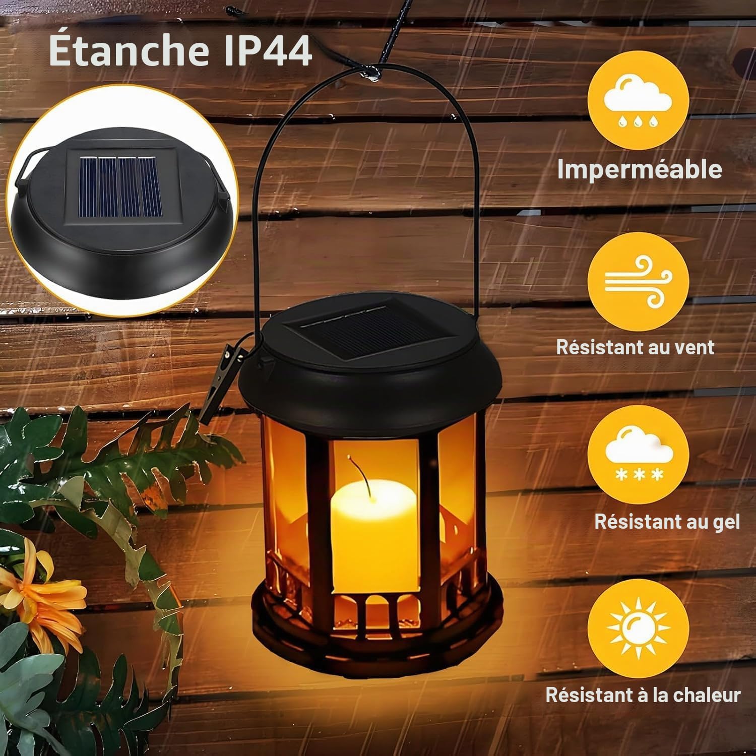 yowin Lanterne Solaire Exterieur Jardin 4 Pièces Lampe Solaire | Bougie Vacillante LED, Lampe de Table Solaire IP44 Étanche Suspension Solaire Luminaire Exterieur pour Terrasse Jardin Déco