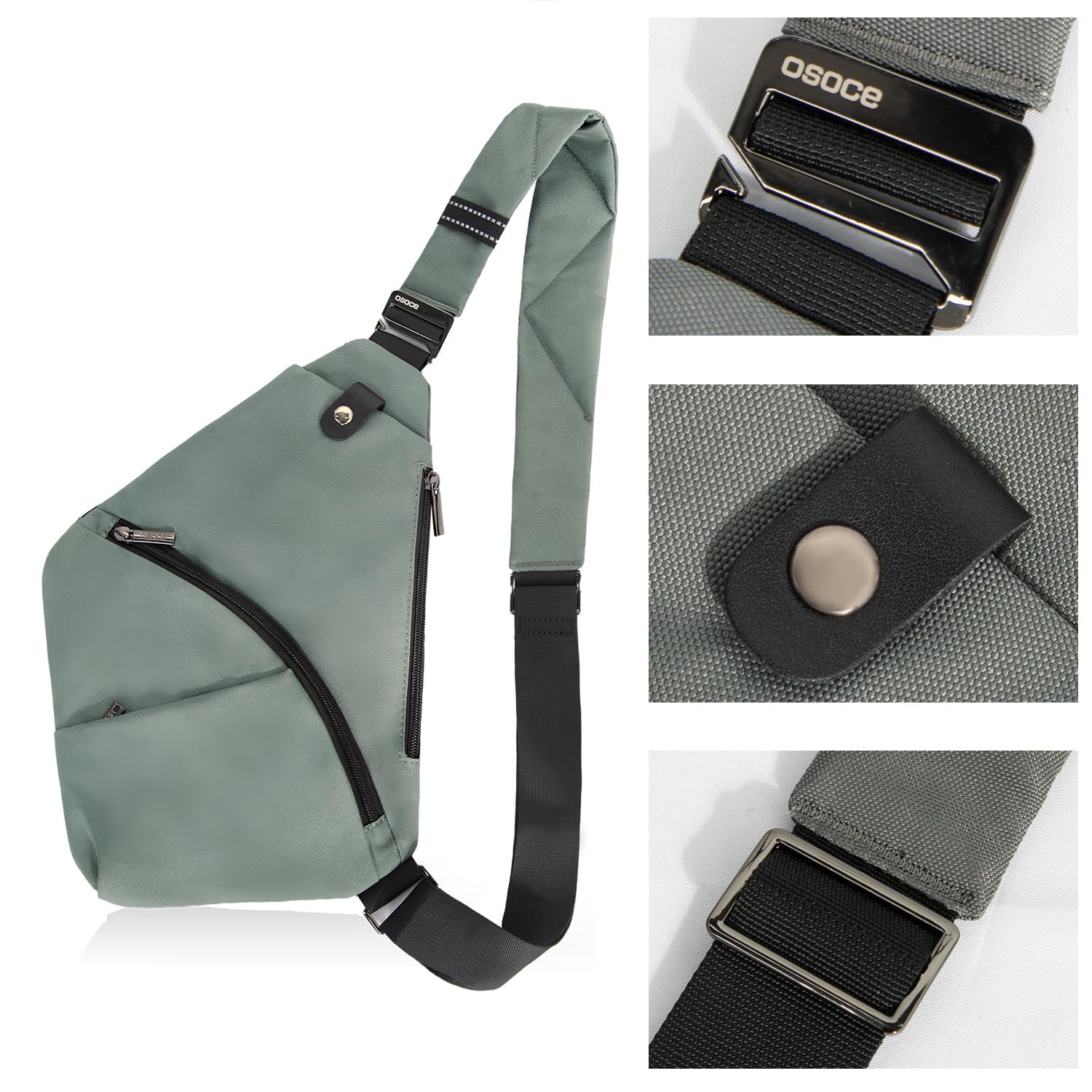 OSOCE Sacoche Homme Bandouliere Sac Poitrine Homme Portefeuille en Bandoulière Sacoche Antivol Léger Multi-Fonctionnel Sling Bag Imperméable Crossbody Sac Noir