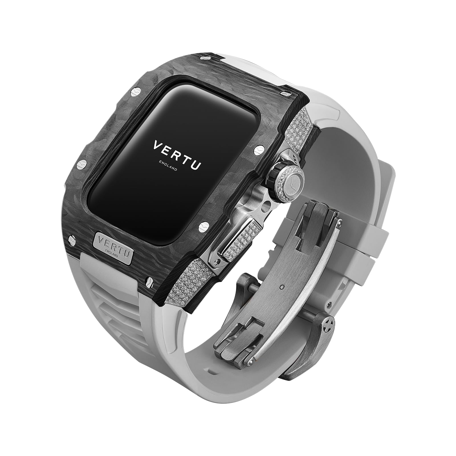 VERTU H1 Diamonds Smart Watch for Men, Mechanical Smartwatch for Android with 1.85" Sapphire Display, Answer/Make Call, Fitness Watch, Blood Oxygen, Heart Rate and 100+ Sports Modes (Black/White)