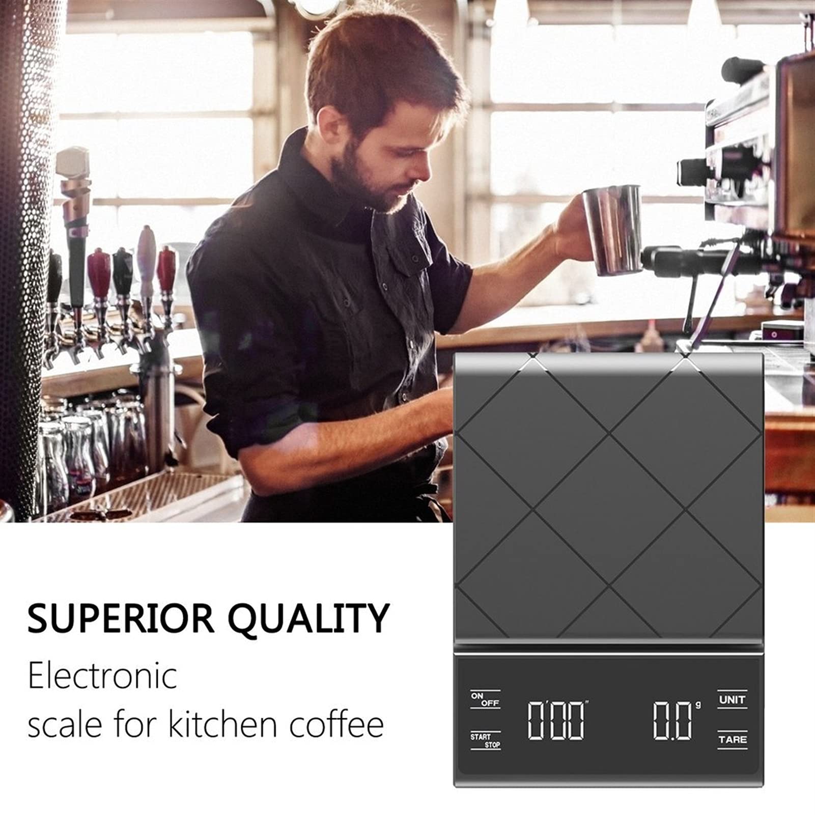 Bilancia Digitale da Cucina Bilancia da cucina elettronica da cucina digitale da 3 kg Bilancia da cucina con timer per la birra manuale versare sopra la gocciolamento del caffè o il caffè espresso Bil