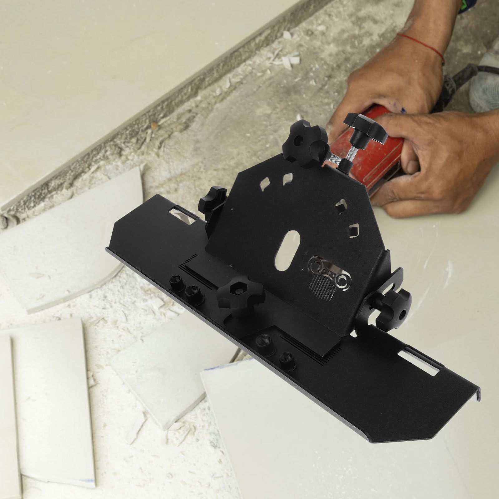Garneck Cortadora de Azulejos Manual y Velocidad de 1500 por Minuto para Amoladora Angular Chaflán de 45 Grados, Diámetro de Corte 125 Mm para Trabajos Precisos