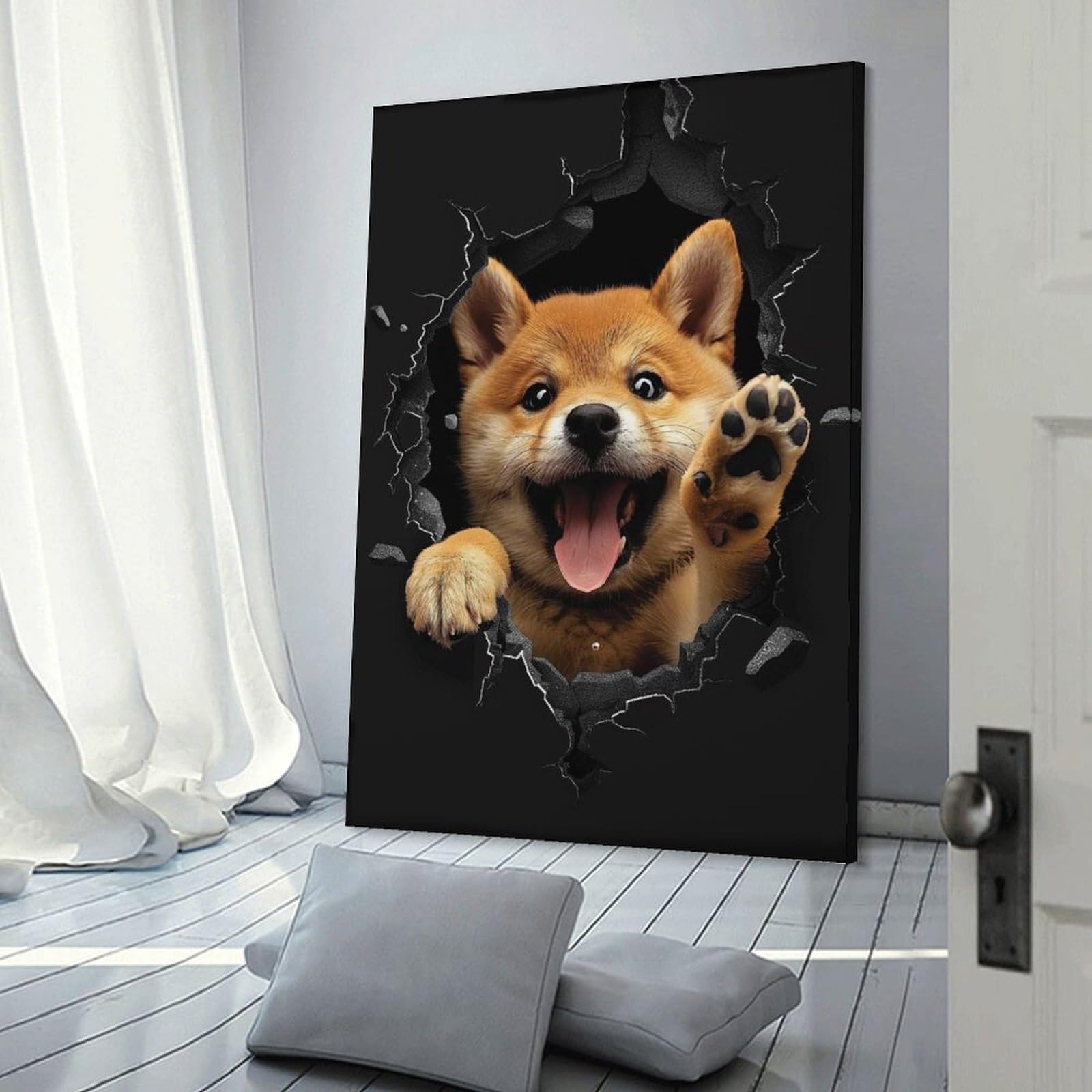 Junmoney Shiba Inu(2) Canvas Art Print, 20x30inch(50x75cm), for Wall Displays, Bedrooms Or Room Updates, Home Wall Art for Statement Displays