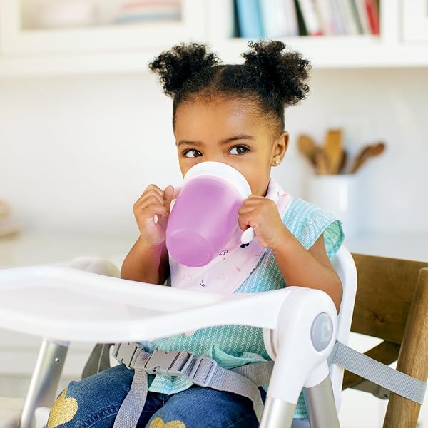 Munchkin Miracle 360 Sippy Cup | Trainer Toddler Cup | BPA Free Baby & Toddler Cups w.Handles | Non Spill | Dishwasher Safe Baby Cup | Leakproof | 6+ Months | 7oz/207ml | 2 Pack |Pink/Purple - 2