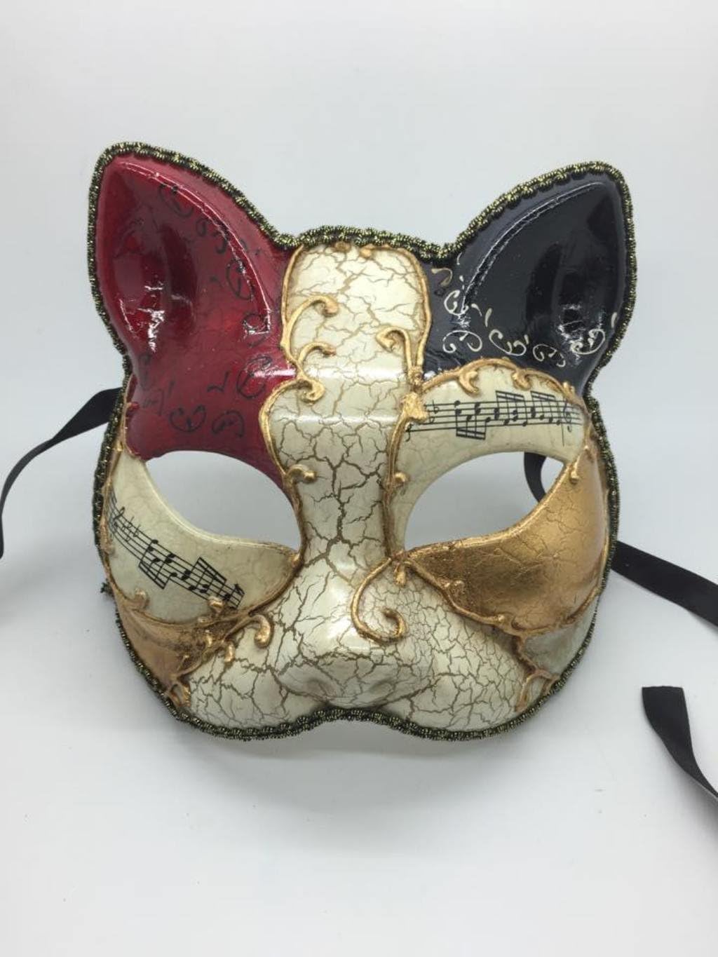 Brand New Red Musical Cat Venetian Masquerade Mask Phantom Vintage Design by Masquerade Masks
