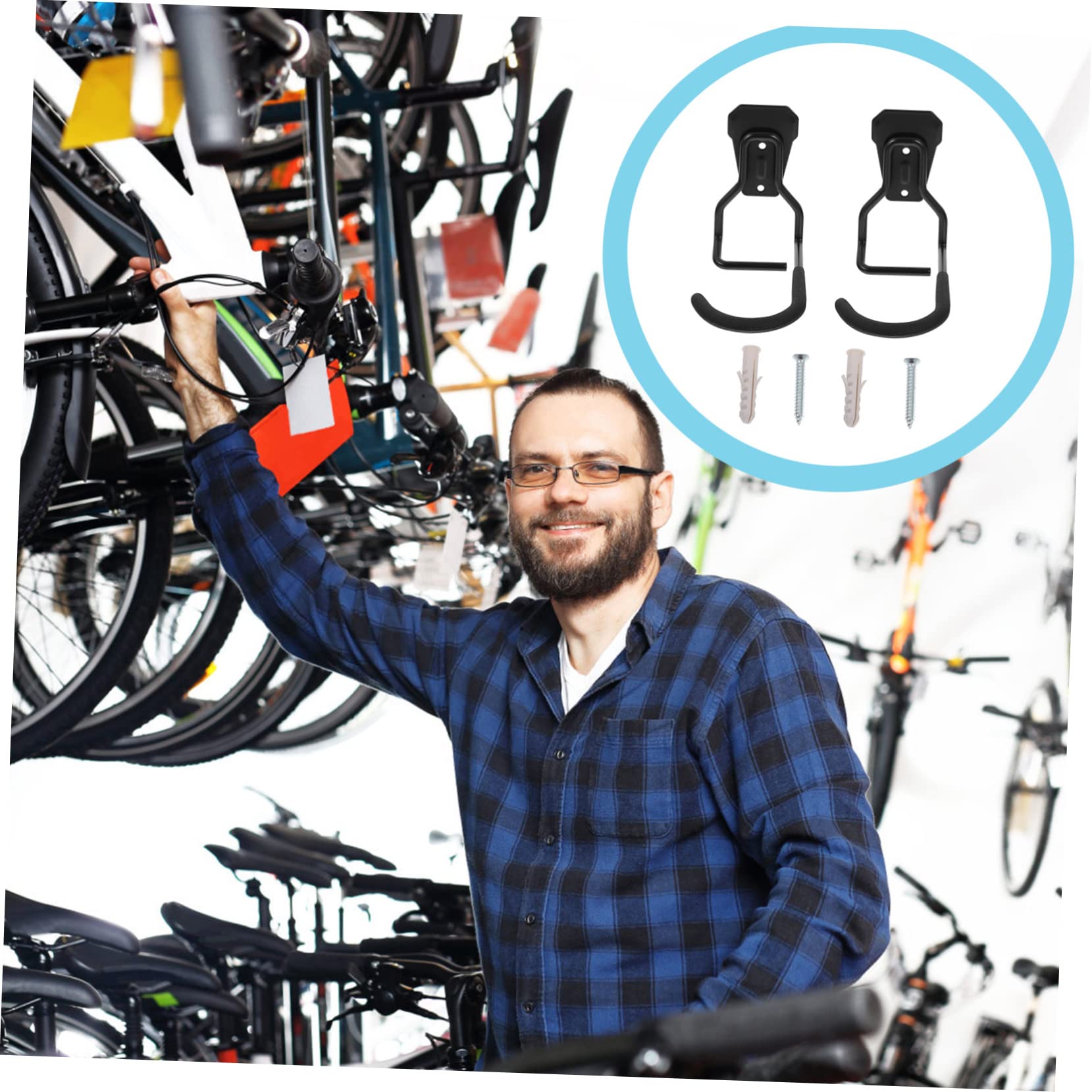 Gancho para Colgar Bicicletas Metálico Negro de Pared, 2 Piezas