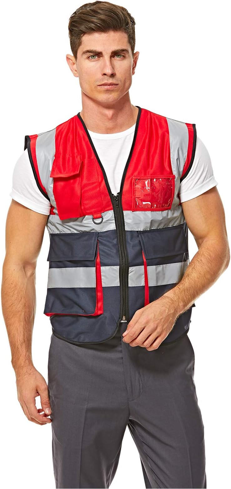 Empiral Dazzle Safety Vest Heavy Duty Dual Color with Zipper - Red