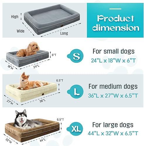 Miniatura 8 de Camas impermeables de espuma viscoelástica para perros extra grandes, camas ortopédicas antideslizantes y lavables para mascotas con funda extraíble