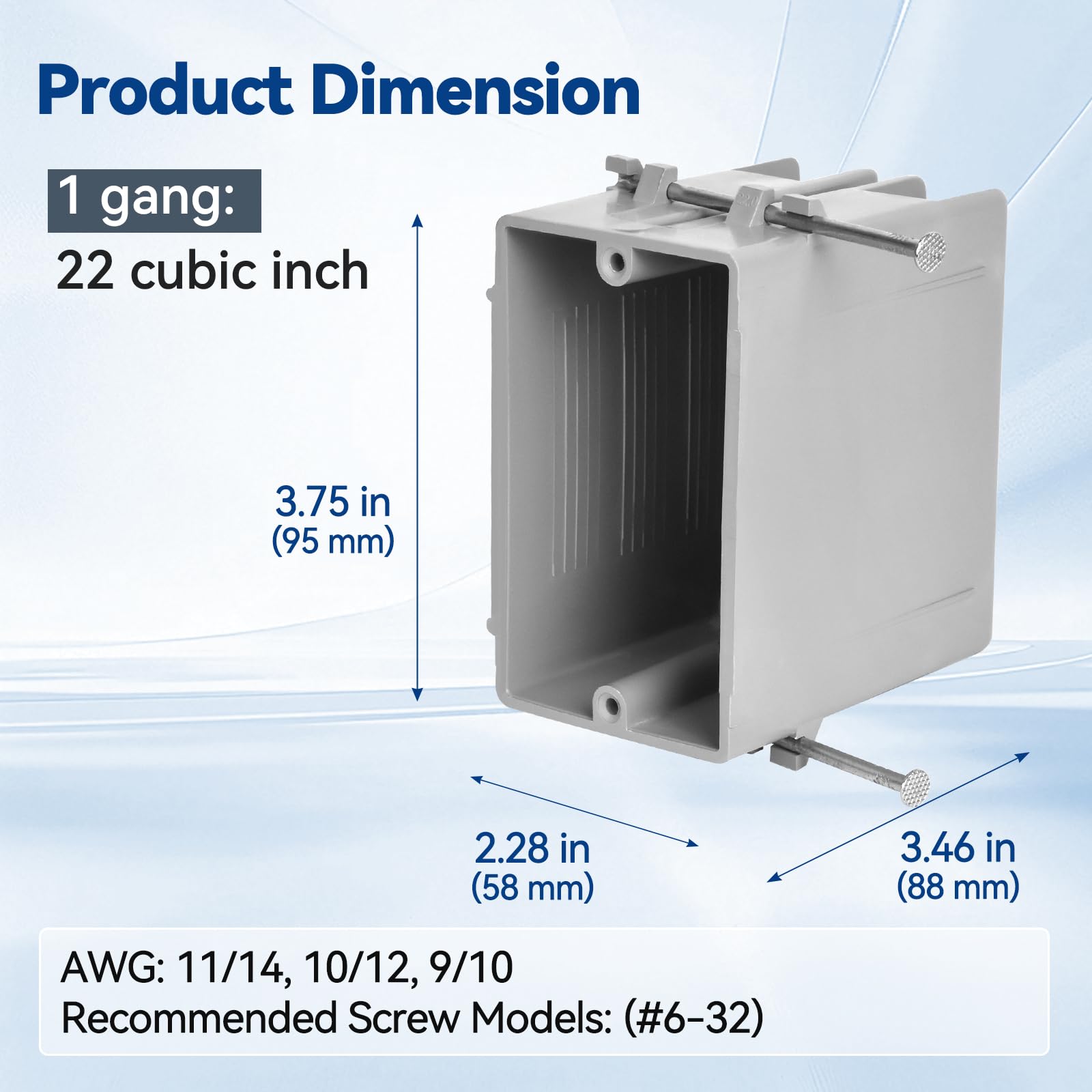 Togalonn 1-Gang New Work Outlet Box, PVC Electrical Box for Switch, GFCI, Dimmer, 22 Cubic Inch, UL Listed, 6 Pack — Amazon image 6
