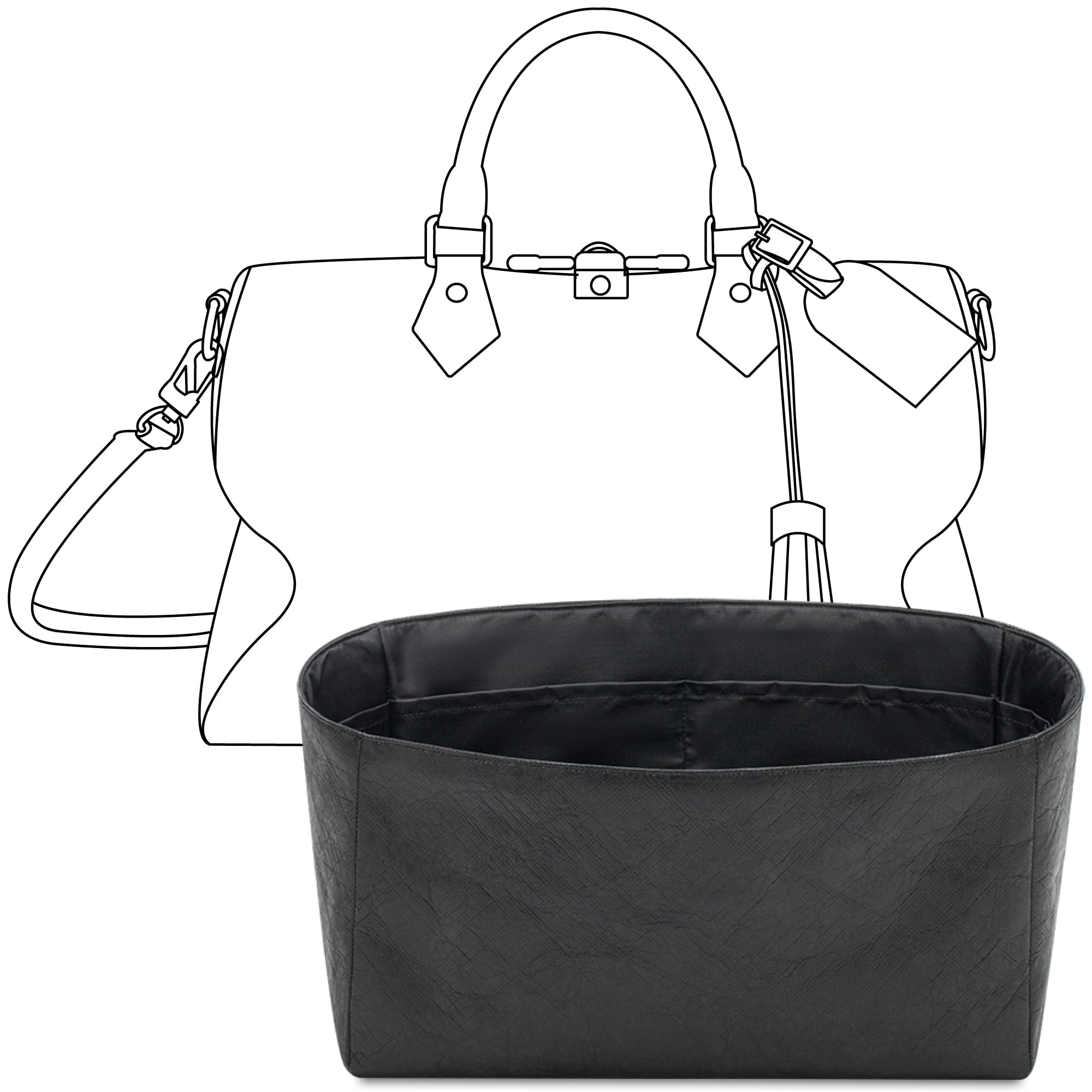 Purse Organizer Insert for LV Soft Speedy Dark Handbag Custom Fit Inside Premium Matte Black Lightweight WaterResistant Tote