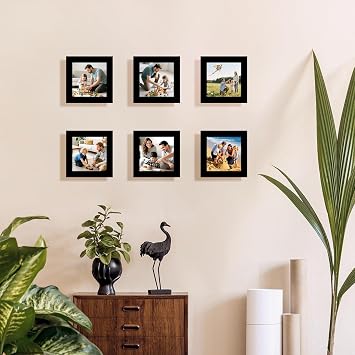 WUTL 4x4 Picture Frames Solid Wood Square Photo Frame Black 2 Pack | Wall and Tabletop, Gift for Family, Friends, Dog, Christmas