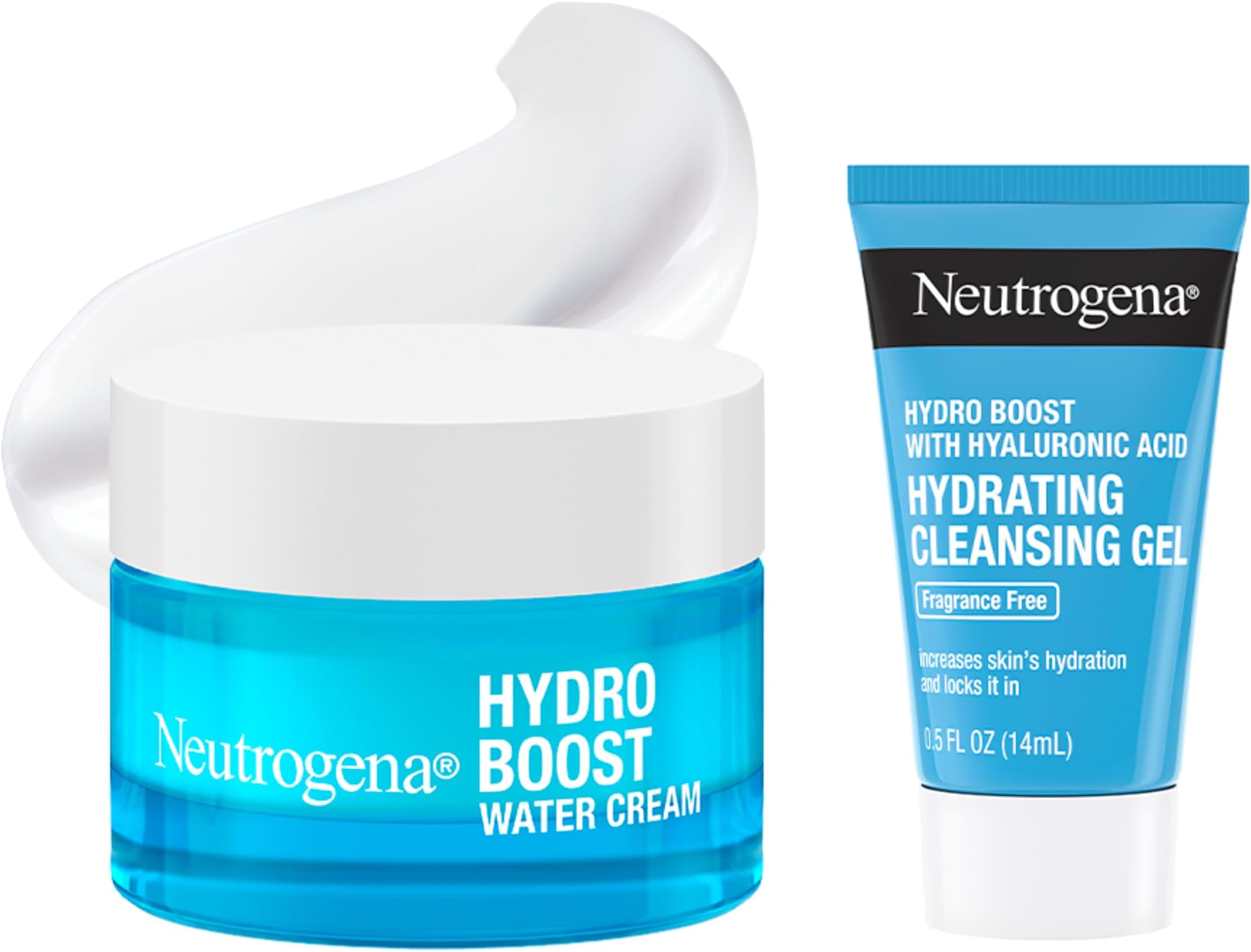 Hydro Boost Water Cream, 1.7 fl. oz + Gel Cleanser, 0.5 fl. oz | Alcohol- and Fragrance-Free, Suitable for Sensitive Skin, With Hyaluronic Acid, For a Daily Hydration Routine