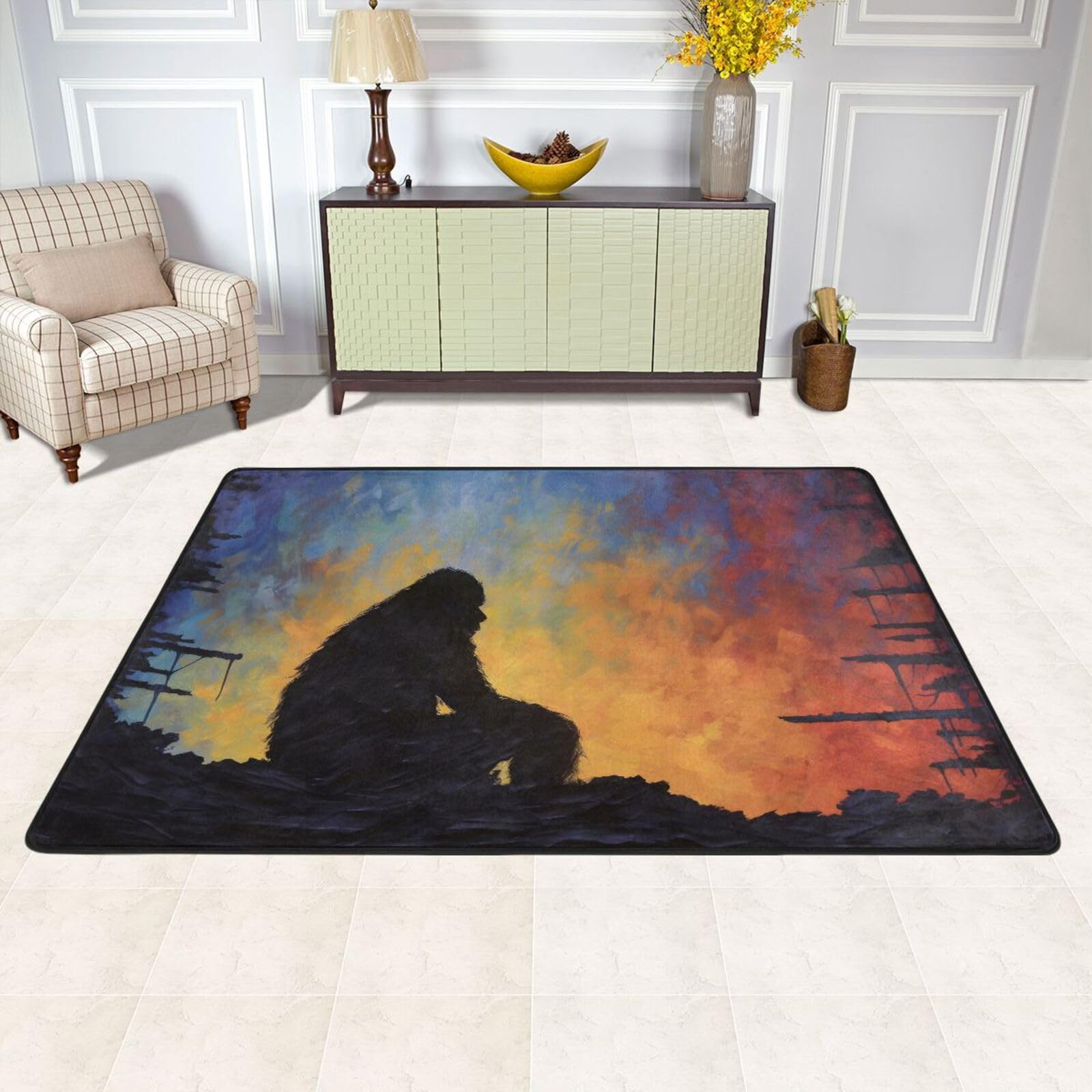ラグ・カーペット DAWN RUG Amazon.com: KYZSXZ Area Rug-Dawn Sasquatch, Floor Mat 3×2 FT for