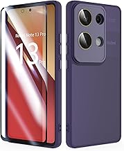 SMYTU Cover per Xiaomi Redmi Note 13 Pro 4G 6,67 Pollici con Vetro Temperato,Custodia Opaca Hard PC Glassata Traslucida Retro Resistente ai Graffi Silicone Antiurto Protettiva Case - Viola scuro