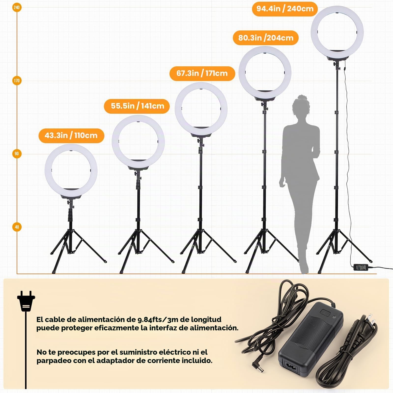 TARION R219S Anillo de luz LED con Soporte para trípode, luz Circular Grande Regulable de 19 Pulgadas con Soporte para teléfono para transmisión en Vivo, Video, Selfie, fotografía, Maquillaje