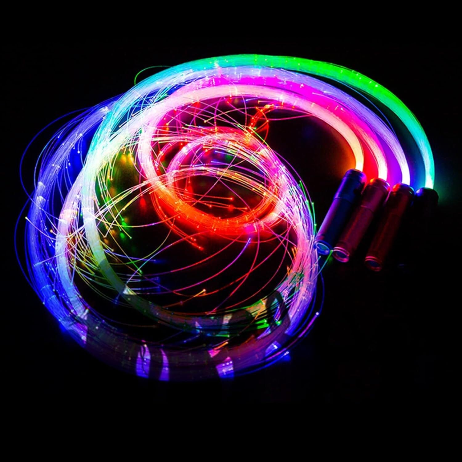 LNNW Frusta a fibra ottica Frusta in fibra ottica Frusta da ballo in fibra ottica a LED Modalità alimentata a batteria Illuminato super luminoso for festival di musica dance per spettacoli di feste