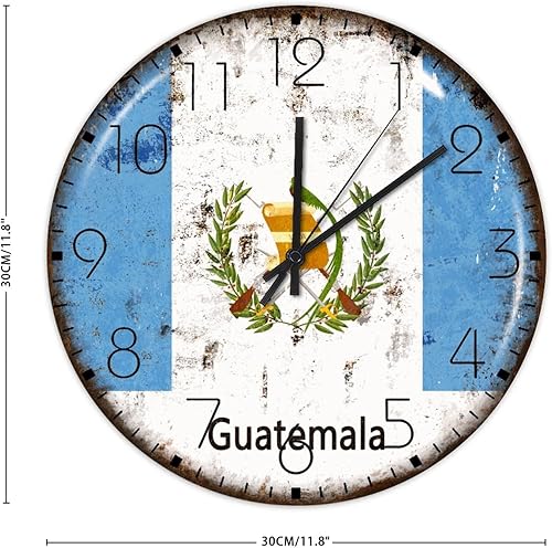 Miniatura 3 de Autravelco Relojes de pared silenciosos de 12 pulgadas que no hacen tictac, funciona con pilas, decoración de pared de madera de Guatemala para